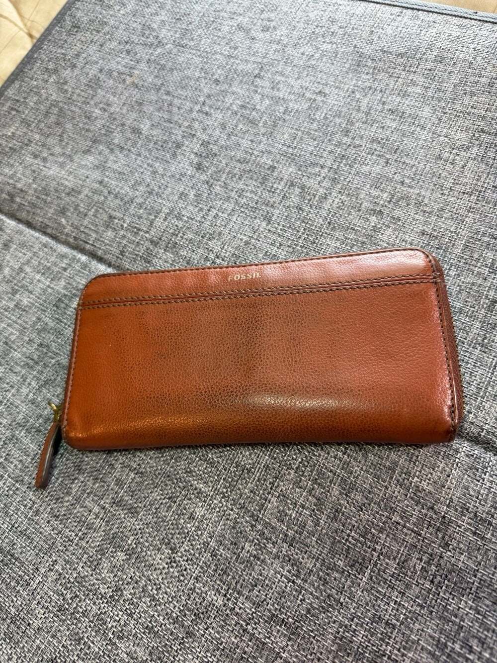 Fossil Brown Leather Zip Around Wallet
